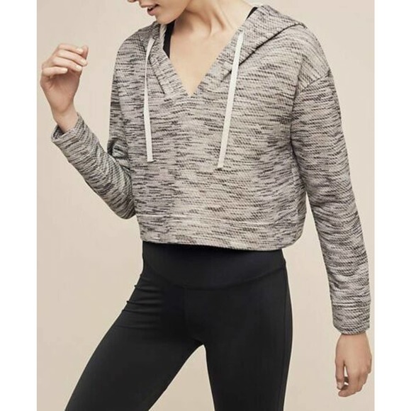 Anthropologie SATURDAY SUNDAY Womens Hoodie REHEARSAL Cropped Gray Sparkle Sz L - Picture 1 of 5